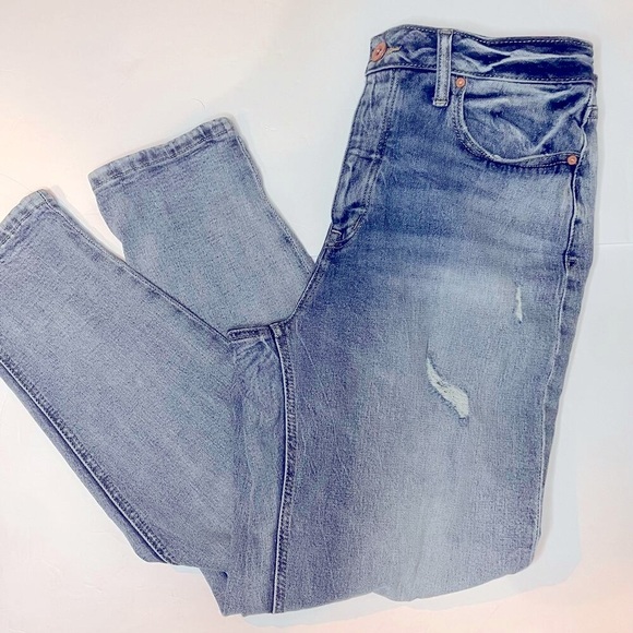 Edgely Maurice’s High Rise Mom Button Fly Distressed Jeans Women’s 12 Short - Picture 1 of 14